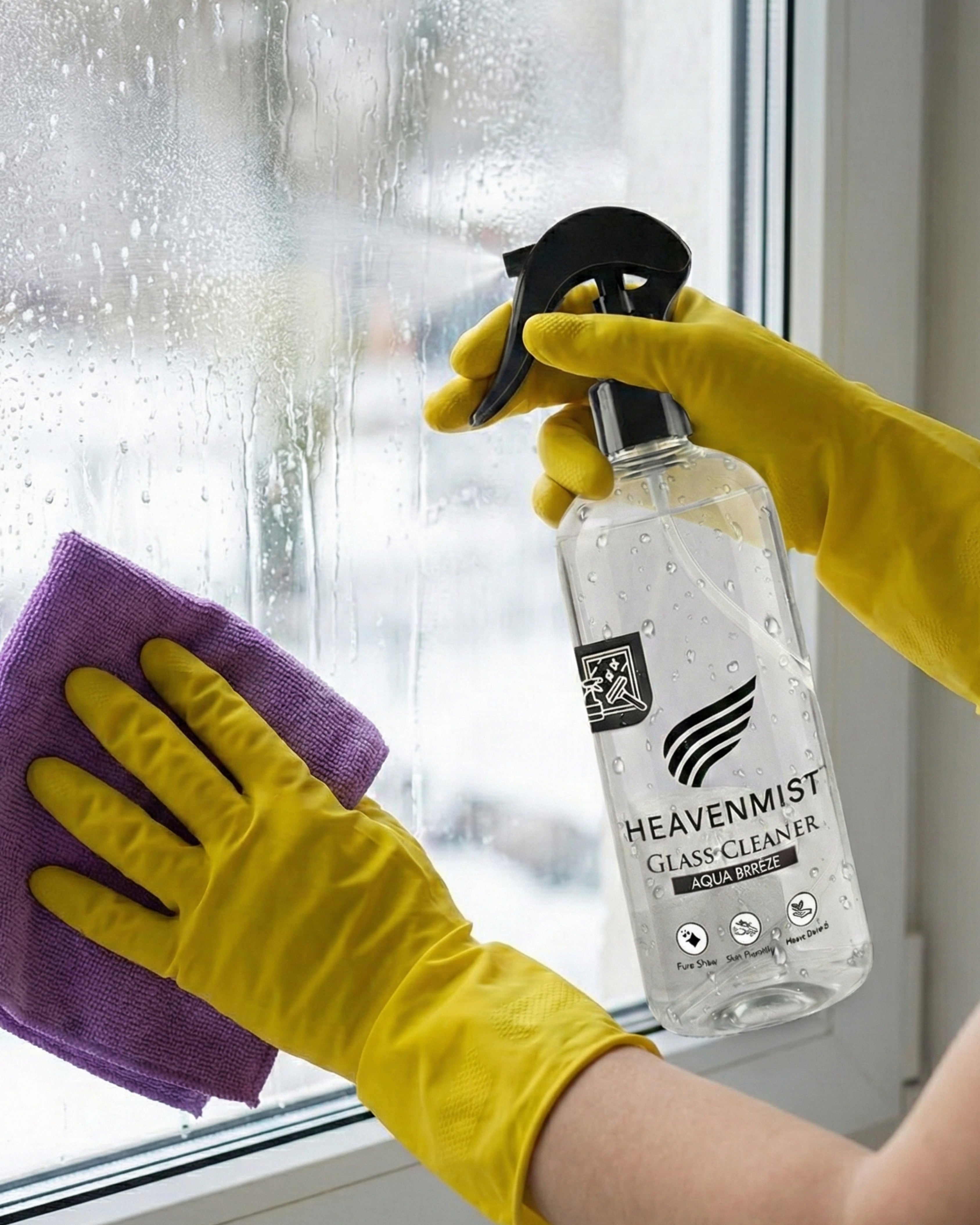 Heavenmist Natural Plant-Based Glass Cleaner 500 ml | Non-Toxic Streak-Free Window & Mirror Cleaner | Low Odour, No Ammonia | Removes Fingerprints, Grease & Water Marks