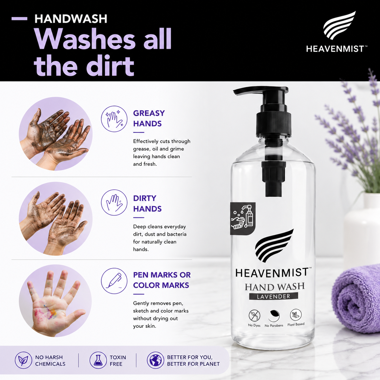 Heavenmist  Natural Hand Wash Lavender -500ml