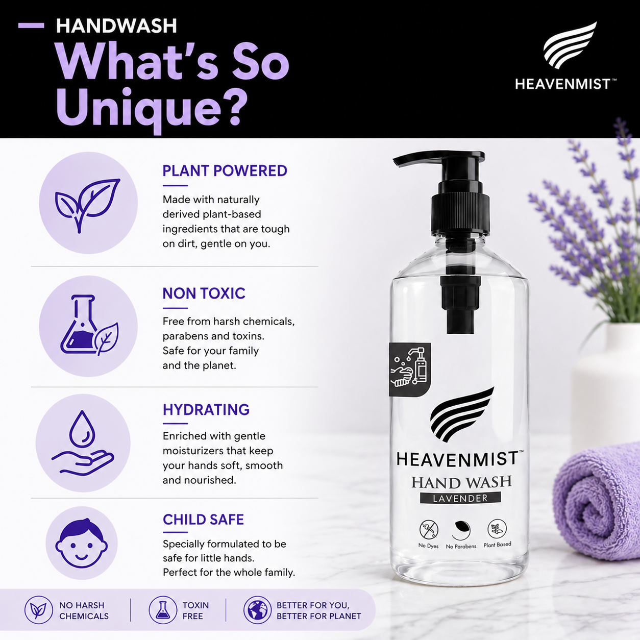 Heavenmist  Natural Hand Wash Lavender -500ml