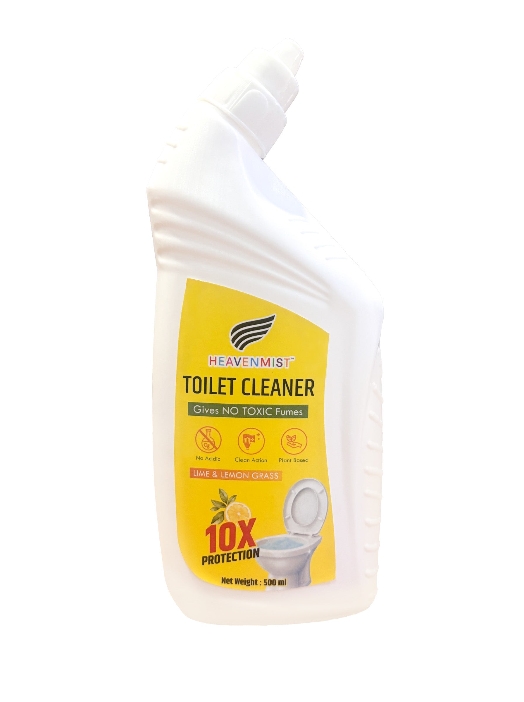 Heavenmist Plant-Based Toilet Cleaner – No Toxic Fumes | 10X Deep Clean Action | Removes Limescale, Yellow Stains & Odor | Lime & Lemongrass Fragrance | 500ml